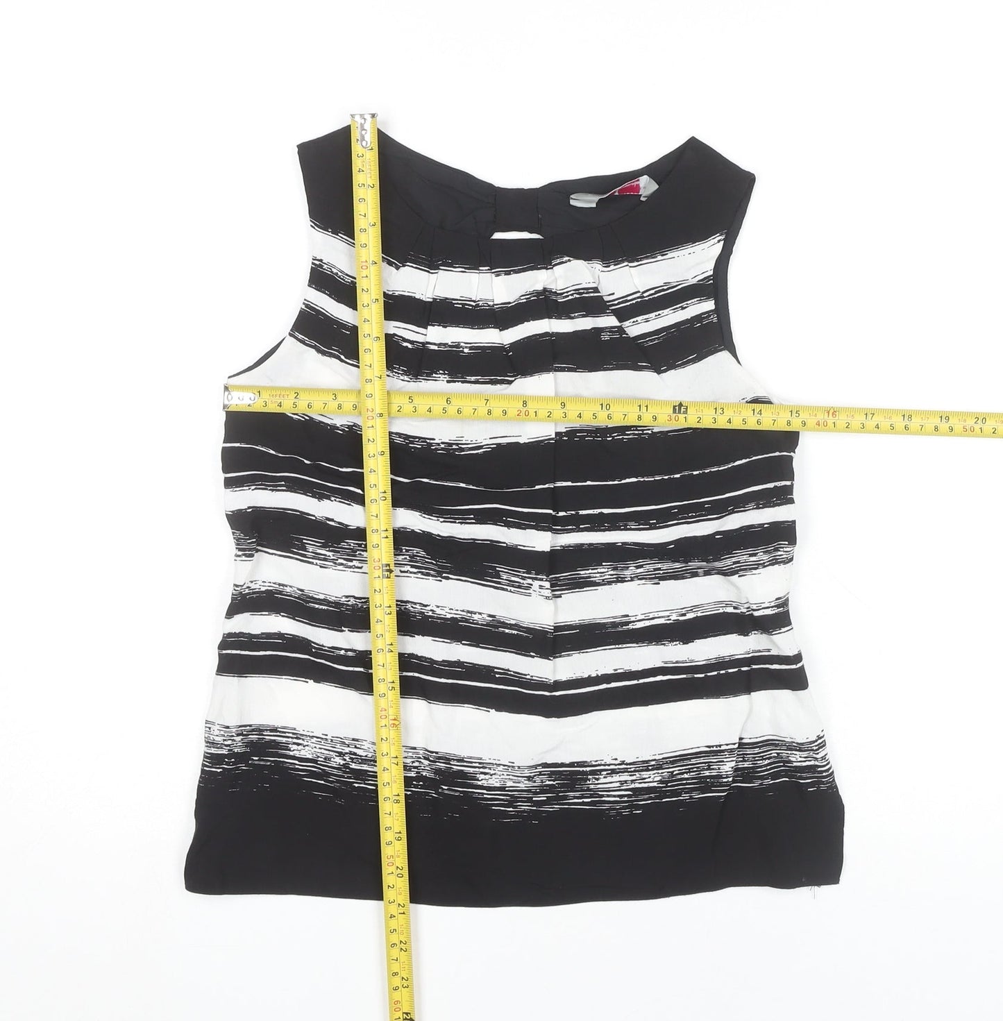 Dorothy Perkins Women’s Black White Striped Bow Neck Sleeveless Blouse Size 6