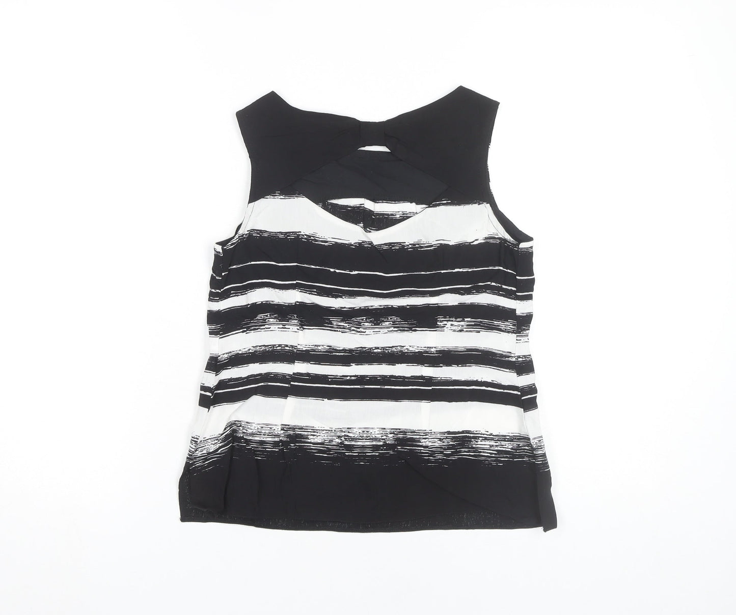 Dorothy Perkins Women’s Black White Striped Bow Neck Sleeveless Blouse Size 6