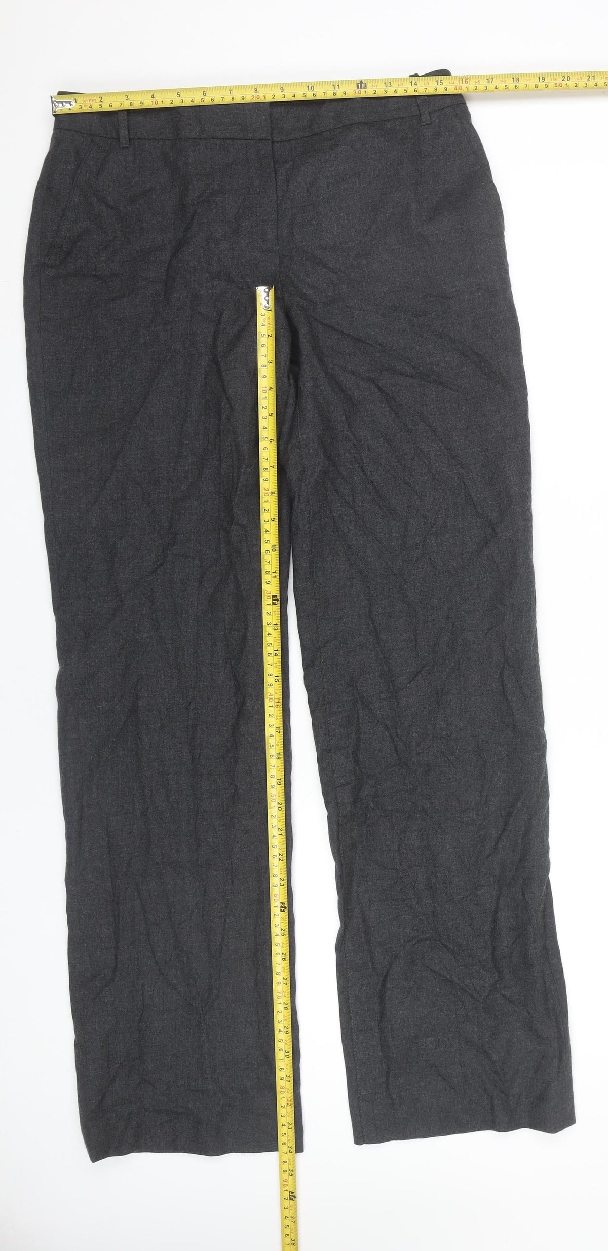 Tommy Hilfiger Women Grey Wool Blend Dress Pants Size 10 Straight Leg