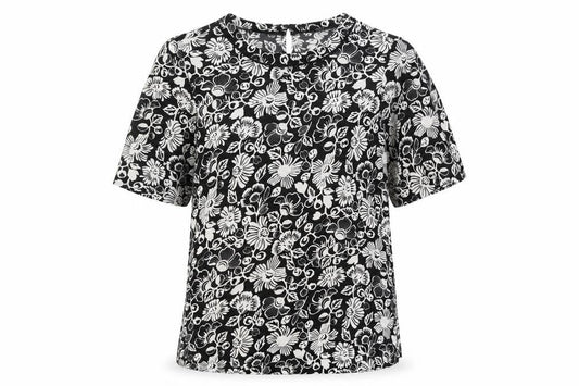 Marks and Spencer Women's Black Floral Jersey T-Shirt Size 6
