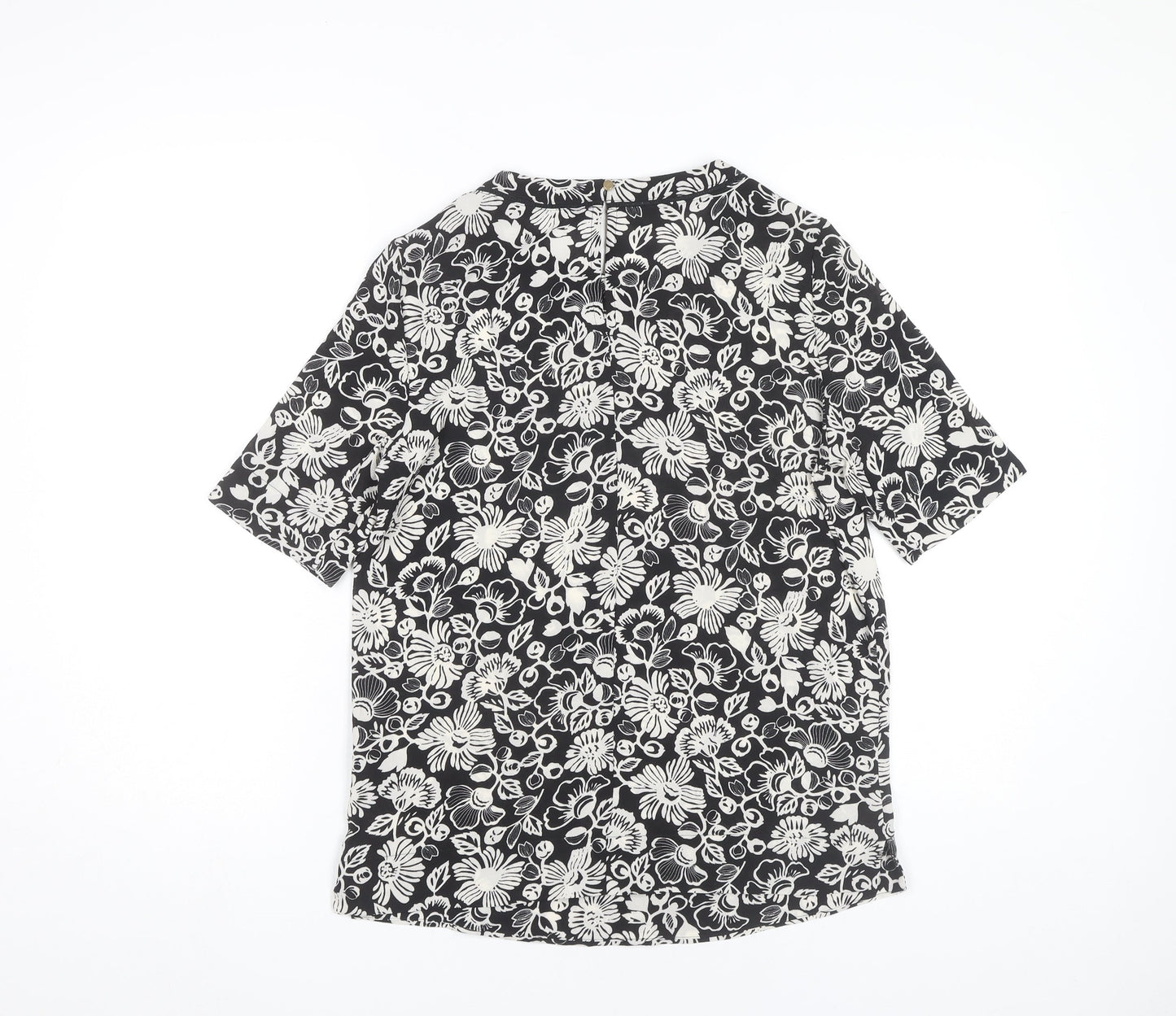 Marks and Spencer Women's Black Floral Jersey T-Shirt Size 6