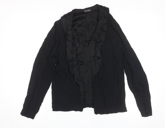 Oscar de la Renta Women’s Black Ruffle Jacket Size 8 Viscose Silk