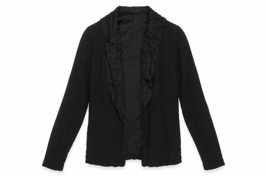 Oscar de la Renta Women’s Black Ruffle Jacket Size 8 Viscose Silk