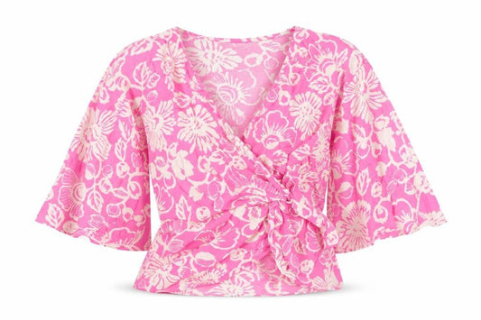 Marks and Spencer Womens Pink Floral Wrap Blouse Size 6