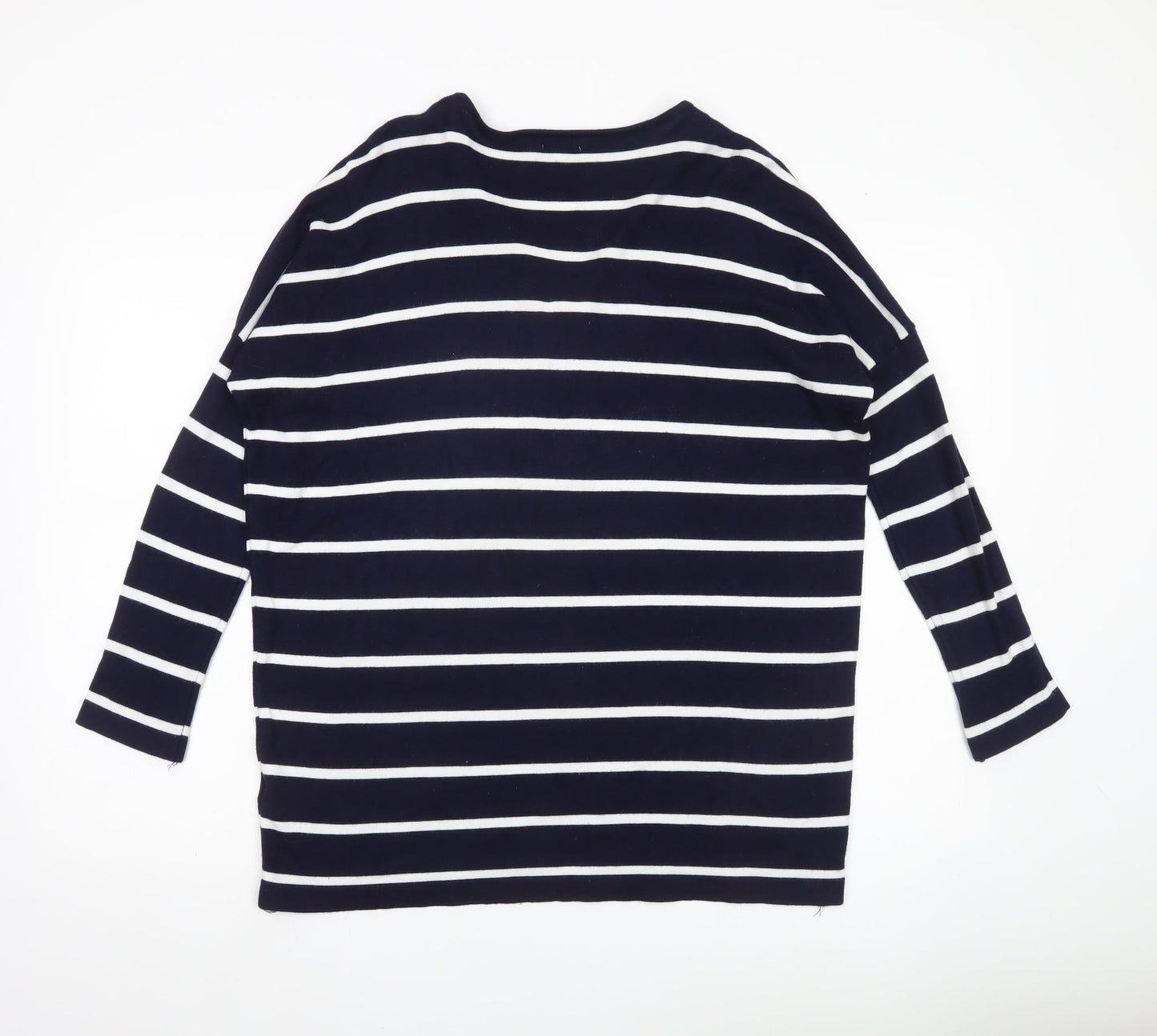 Blue Vanilla Womens Blue Striped Zip V-Neck Jumper Size S
