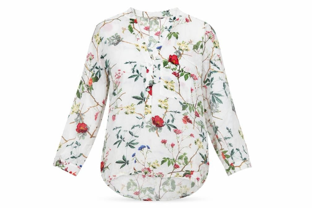 Zara Woman Floral Viscose Blouse XS Multicoloured Long Sleeve