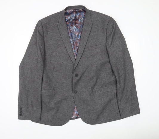 Next Men’s Grey Blazer XL 48in Chest Regular Fit Two-Button Jacket