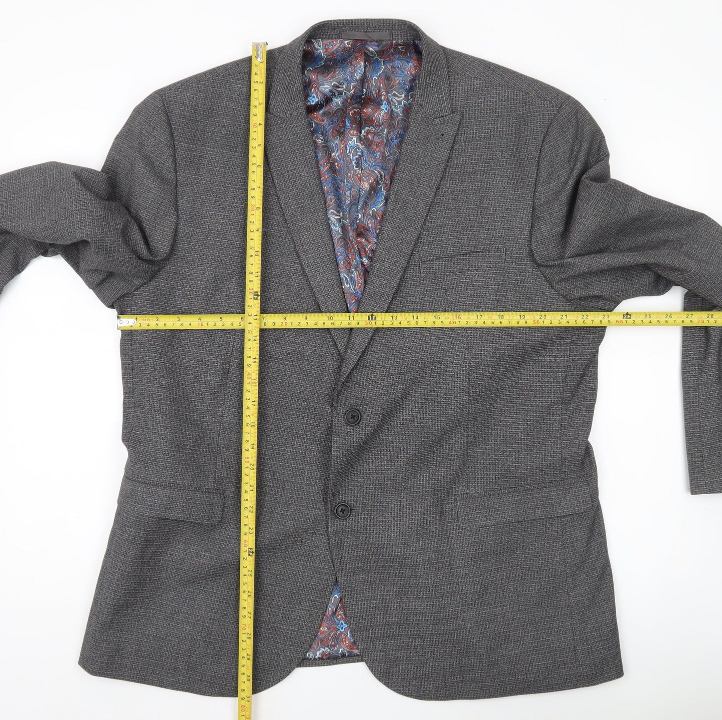 Next Men’s Grey Blazer XL 48in Chest Regular Fit Two-Button Jacket