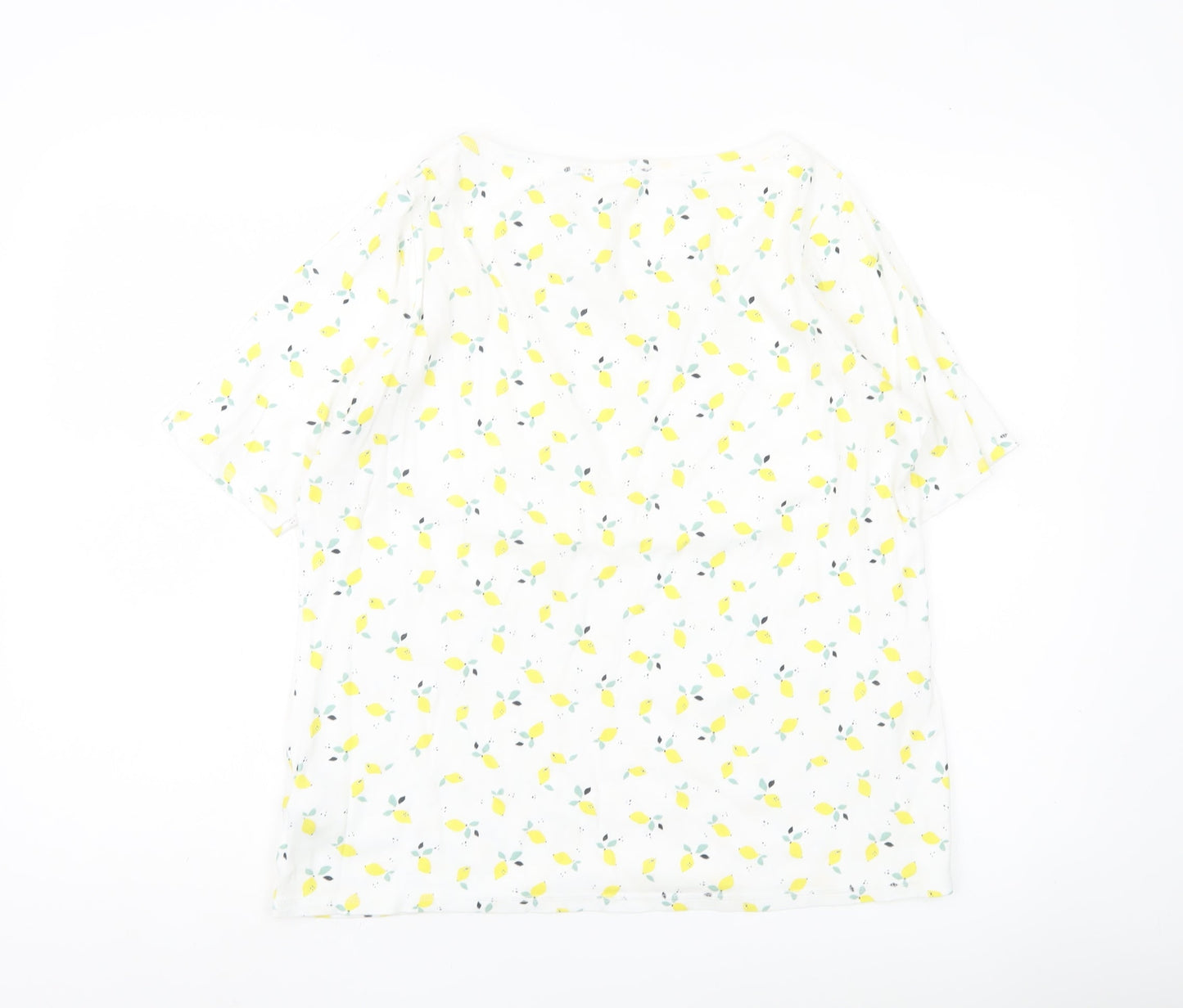 Marks & Spencer Womens White Lemon Print Cotton T-Shirt UK 20