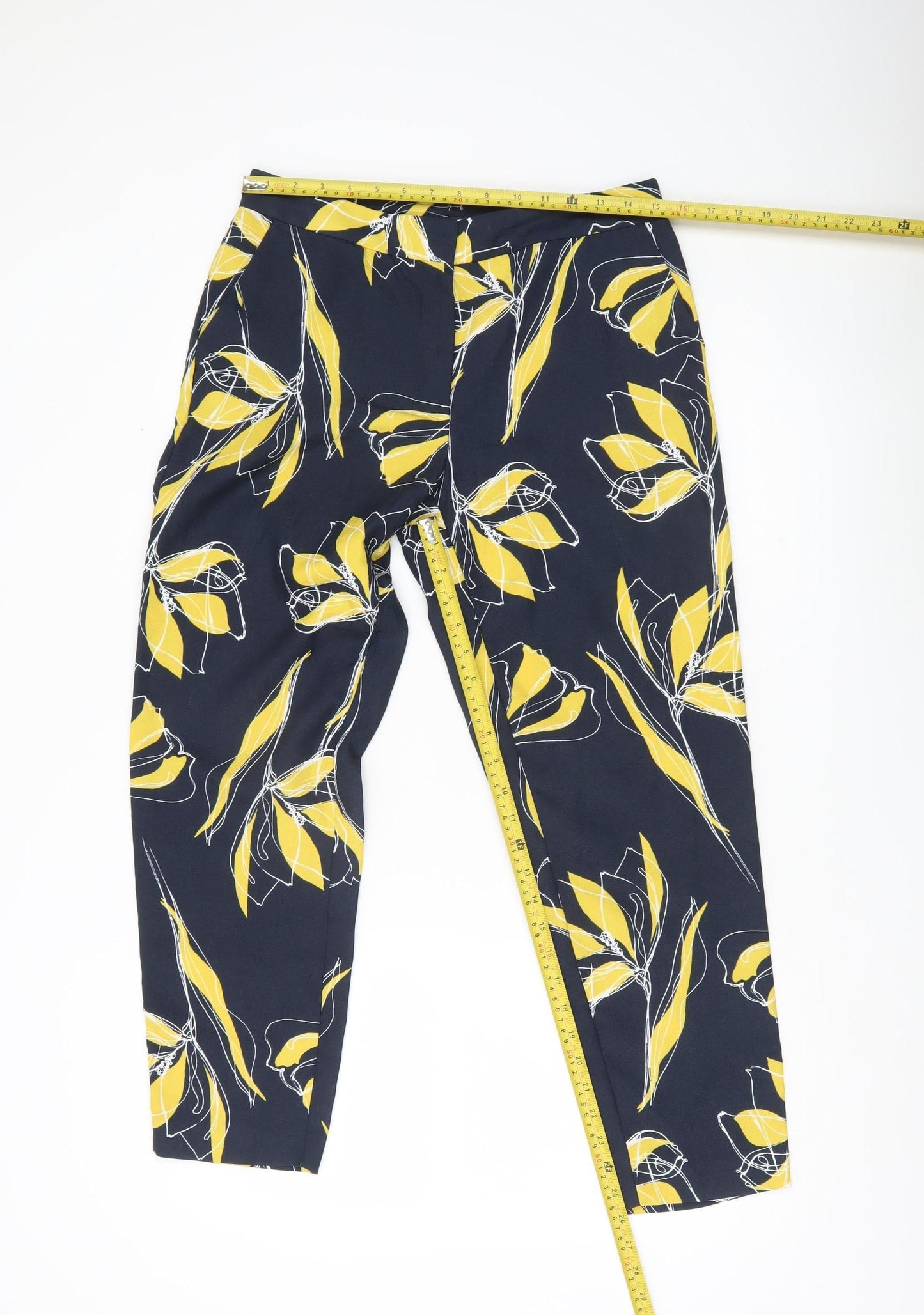 Marks and Spencer Womens Blue Floral Cropped Trousers Size 10