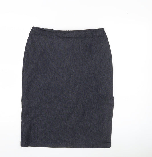 Topshop Women Black Size 12 High Rise Stretch Pencil Skirt