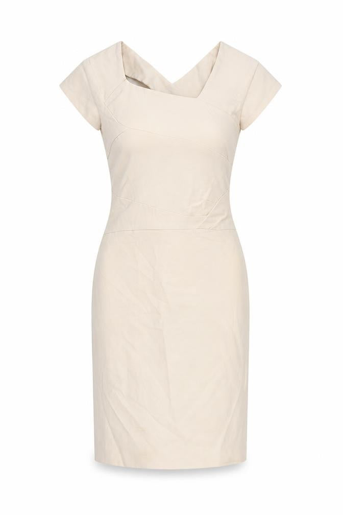 Reiss Womens Beige Bodycon Dress Size 6 V-Neck Sleeveless Formal
