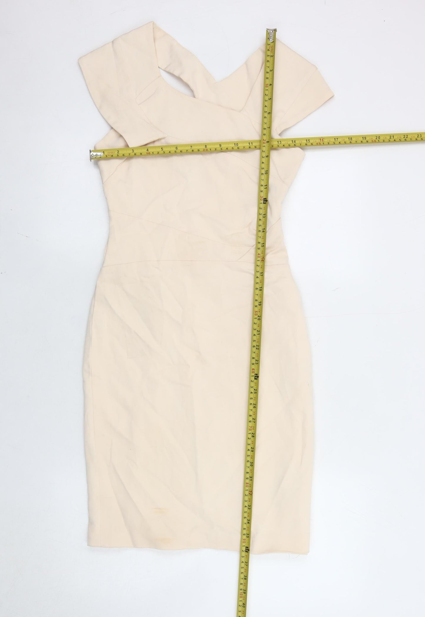 Reiss Womens Beige Bodycon Dress Size 6 V-Neck Sleeveless Formal