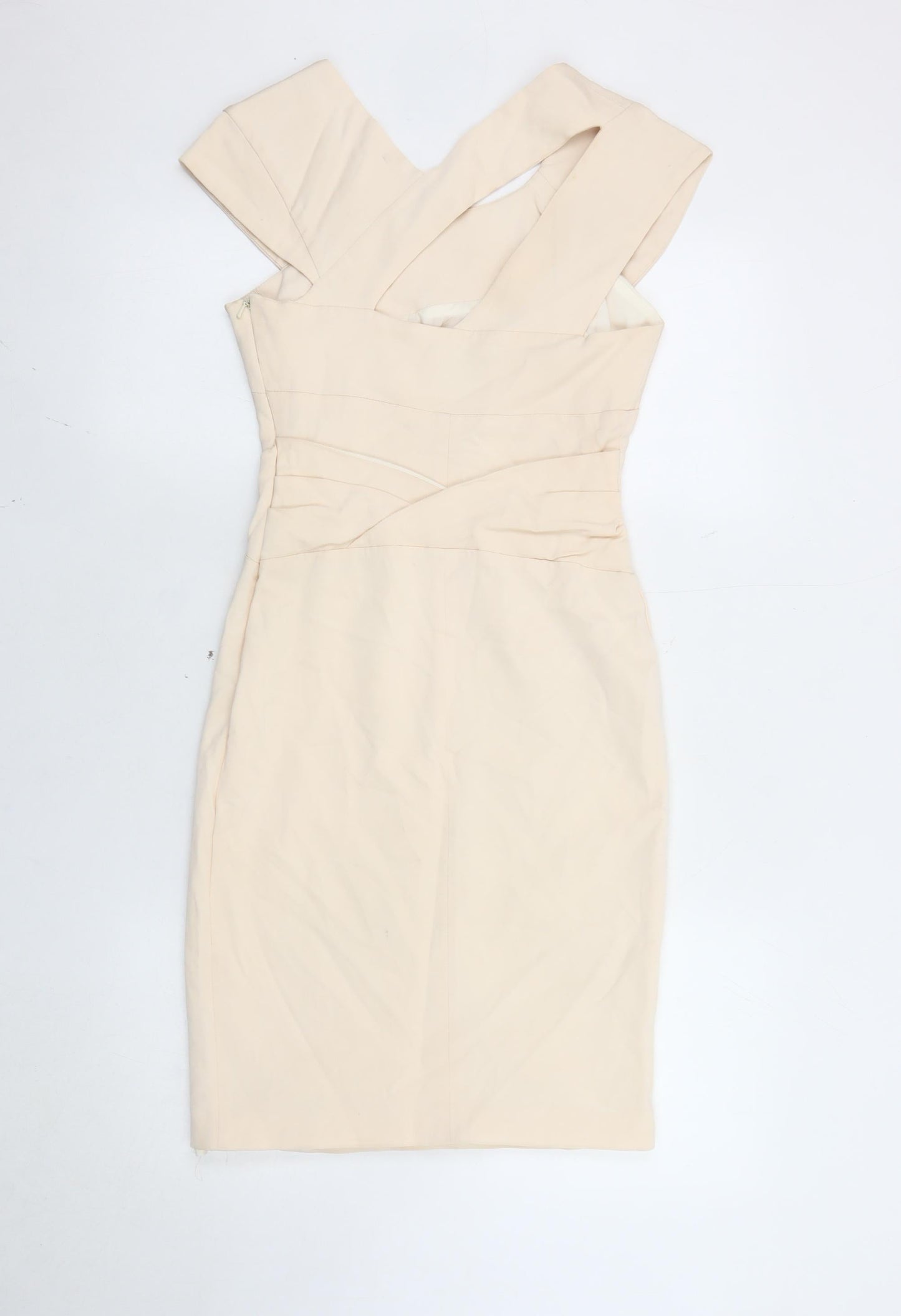 Reiss Womens Beige Bodycon Dress Size 6 V-Neck Sleeveless Formal