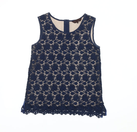 Great Plains Women Blue Lace Sleeveless Blouse M