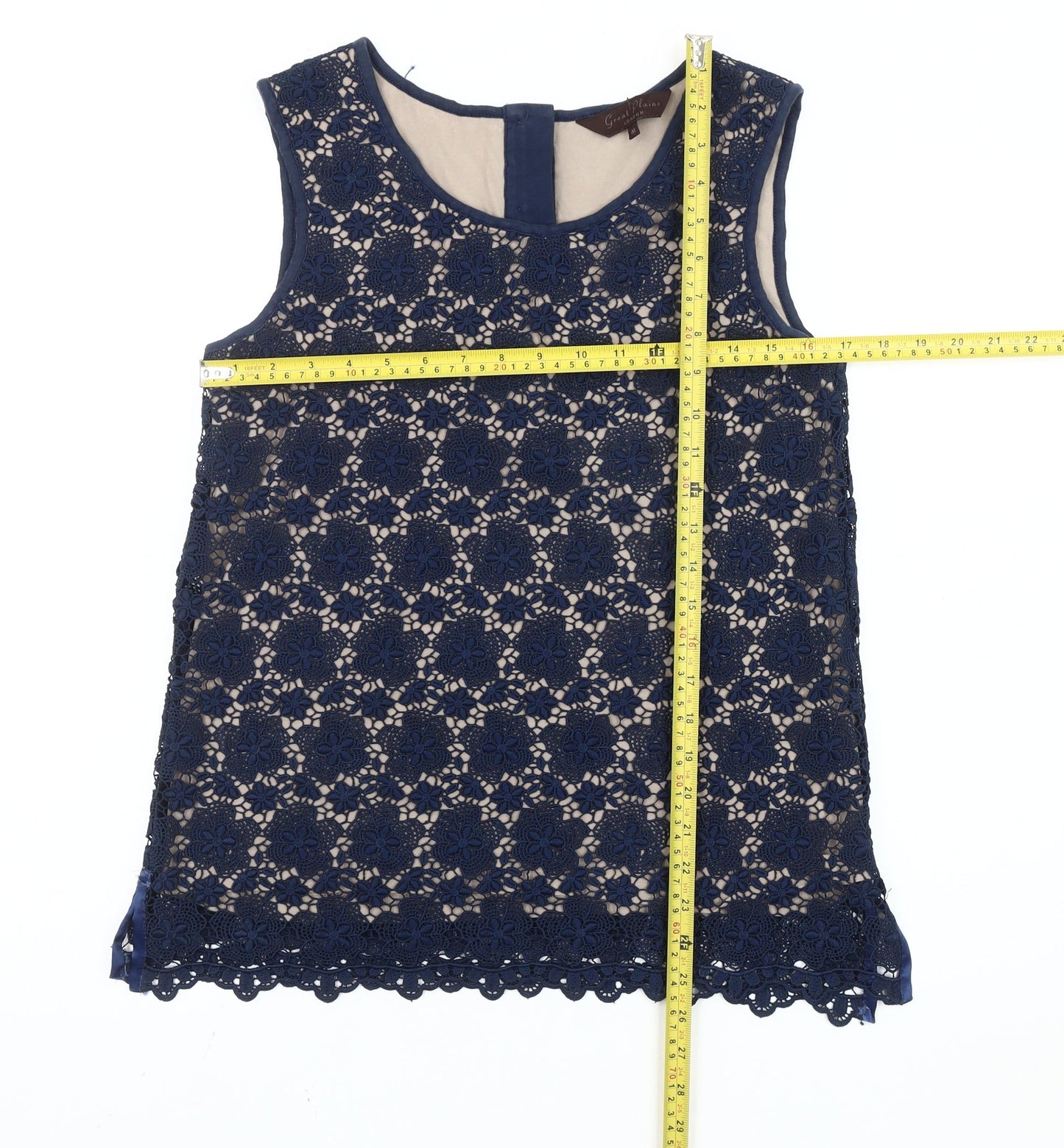 Great Plains Women Blue Lace Sleeveless Blouse M
