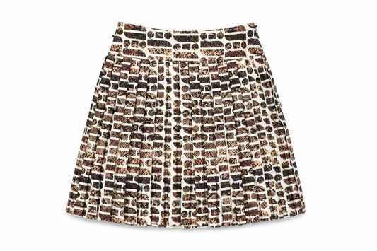 River Island Women Multicoloured Size 6 Pleated Animal Print Skirt