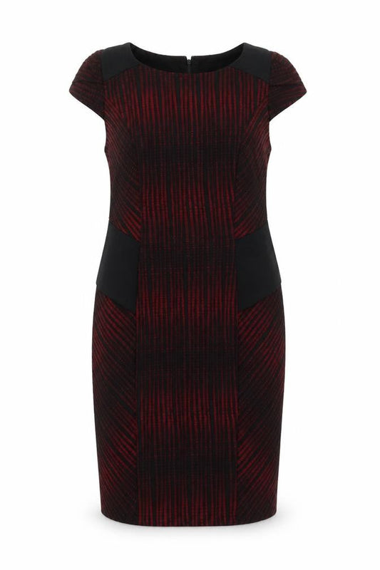 Marks & Spencer Women Red Black Striped Sheath Dress Size 16