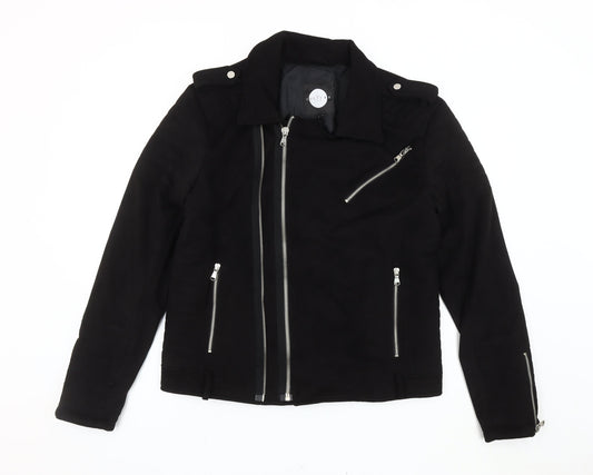 The Couture Club Womens Black Biker Jacket Size L Regular Fit