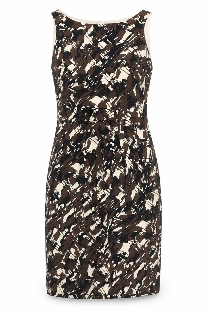 Next Women’s Brown Beige Abstract Sheath Dress Size 10 Workwear