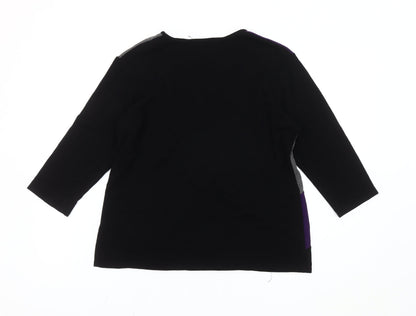 Just Elegance Womens Black Grey Purple Jumper Size 18 V-Neck Pullover