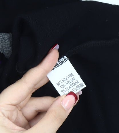 Just Elegance Womens Black Grey Purple Jumper Size 18 V-Neck Pullover