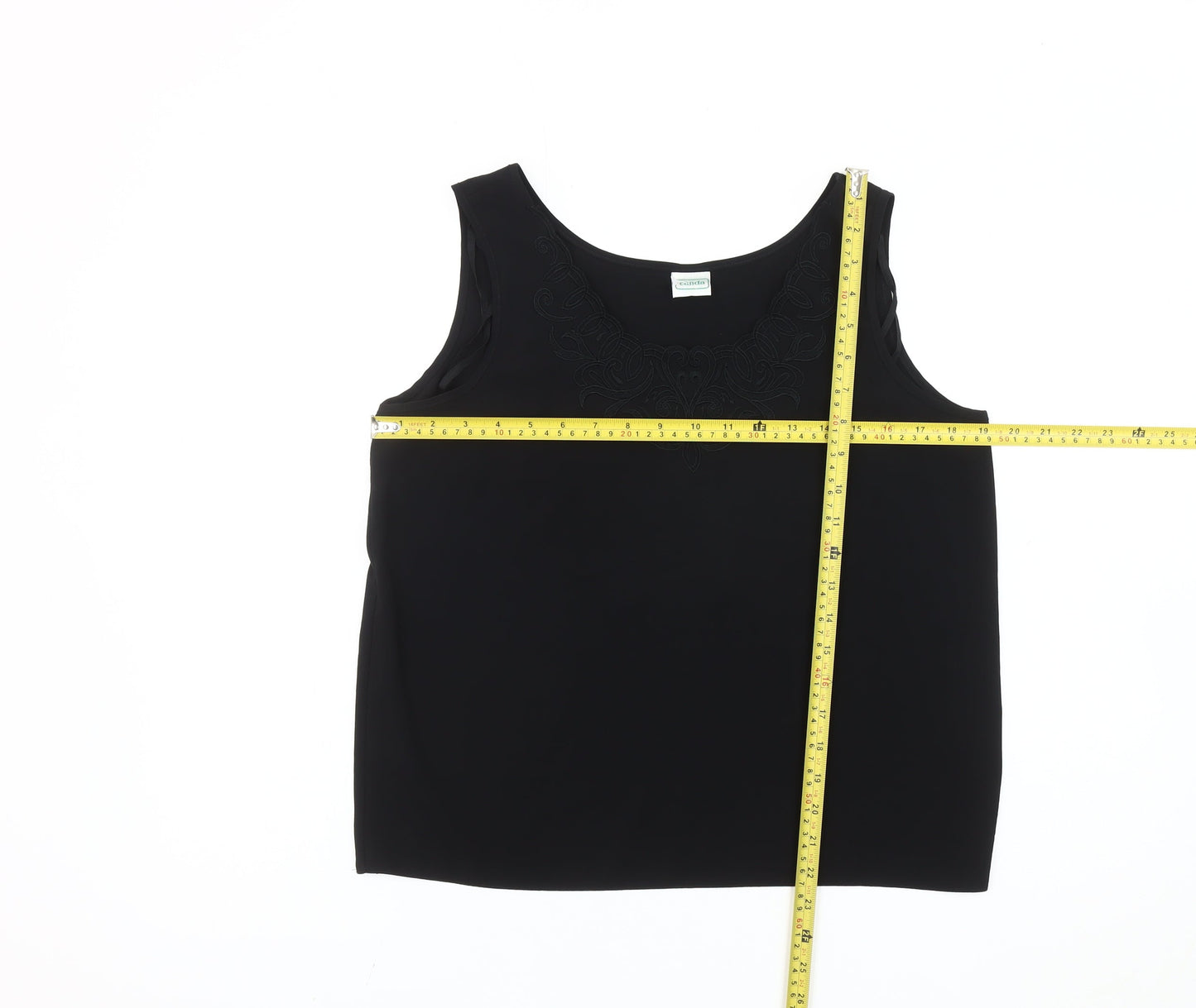 C&A Women Black Tank Top Size 14 Scoop Neck Sleeveless