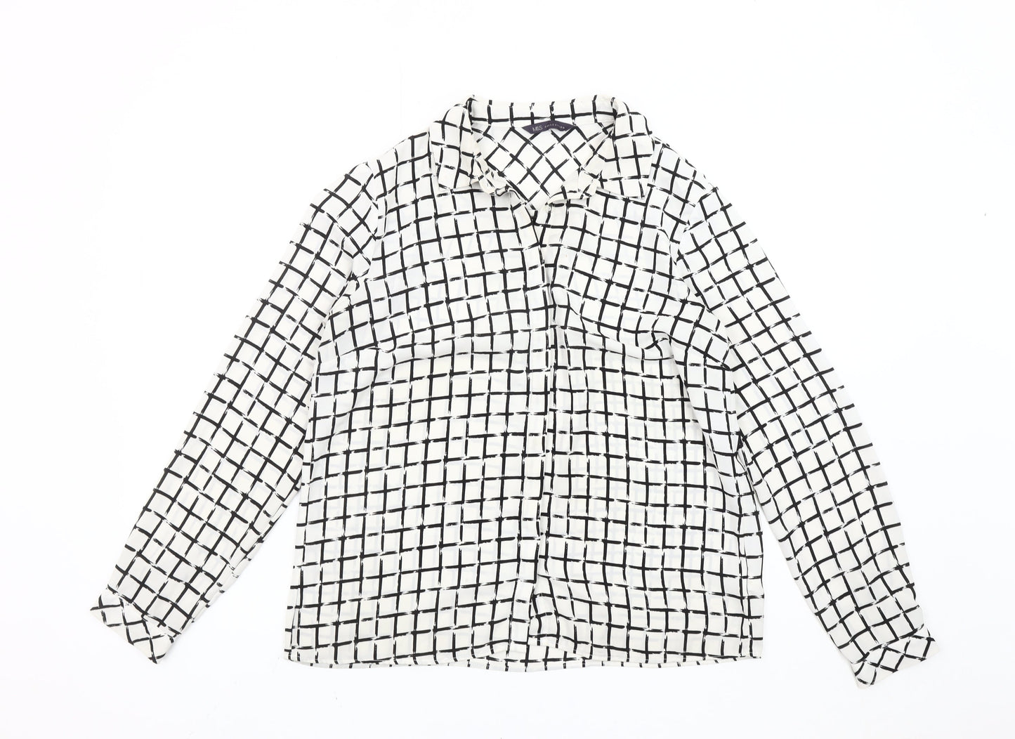 Marks and Spencer Women’s White Black Check Blouse Size 12