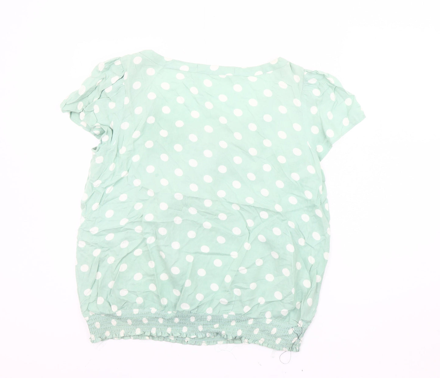 Next Women Green Polka Dot Blouse Size 12 Bow Tunic Top