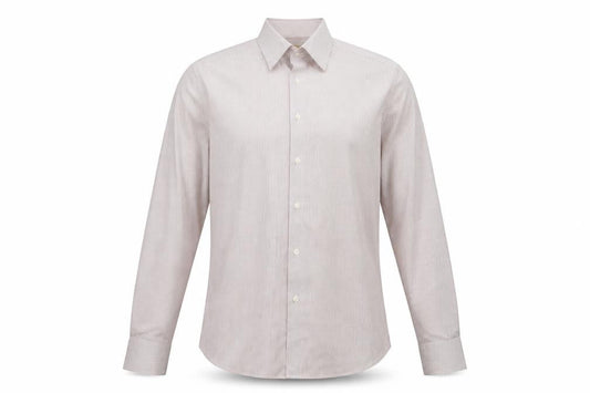Marks & Spencer Mens Red Striped Long Sleeve Cotton Shirt L