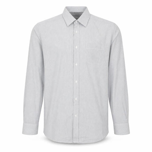 Debenhams Men's Grey Striped Button-Up Shirt Size 15 38in Chest