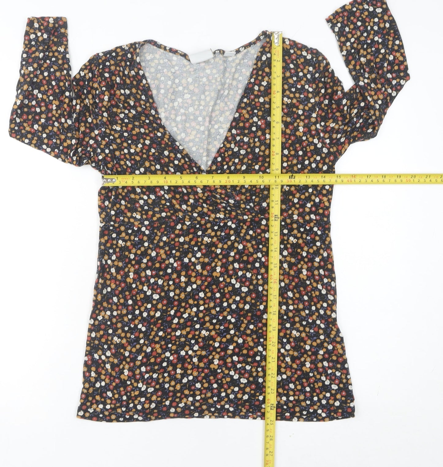 Mamalicious Women’s Multicoloured Floral Wrap Blouse M 3/4 Sleeve V-Neck