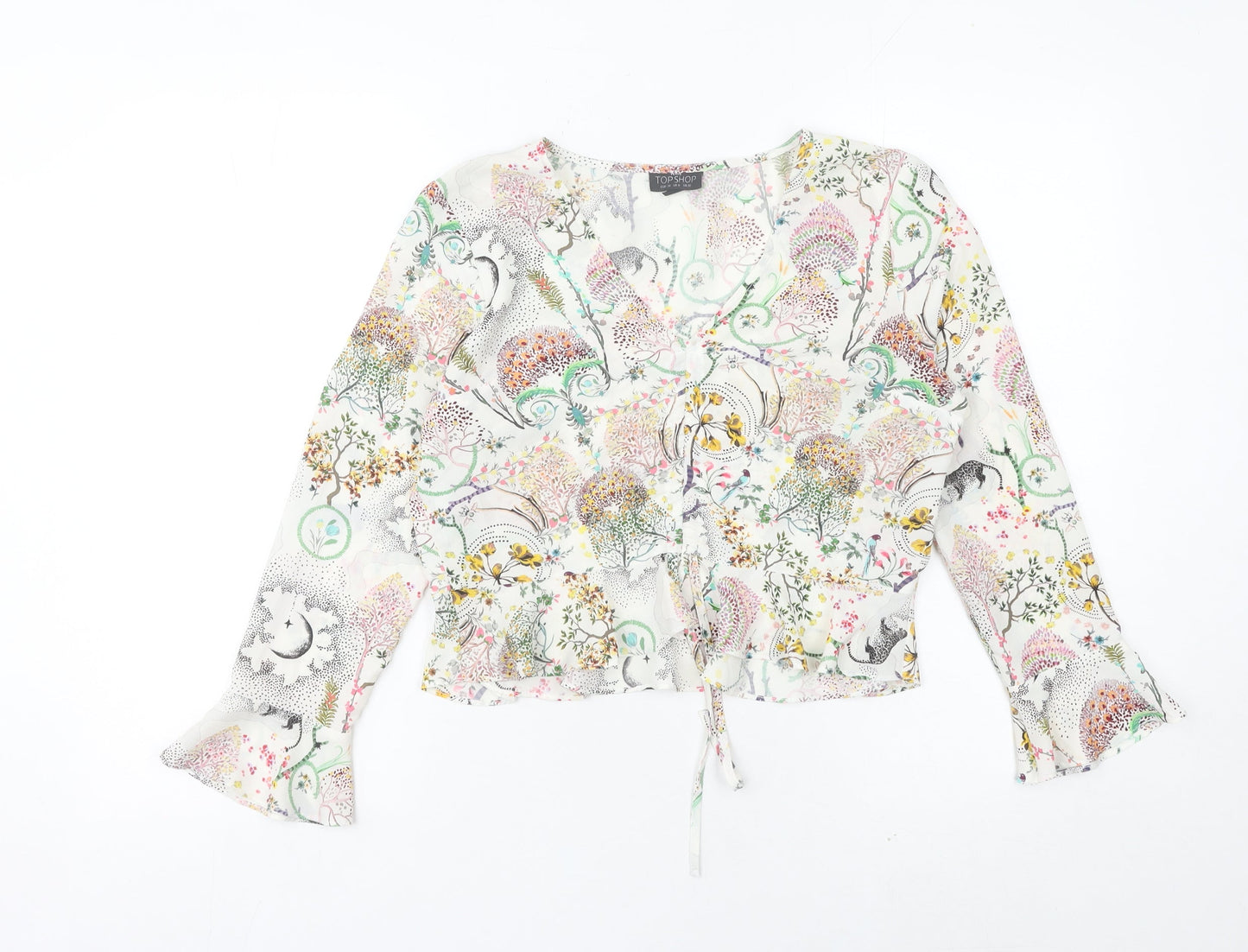 Topshop Women Petite Multicoloured Wrap Blouse UK 10