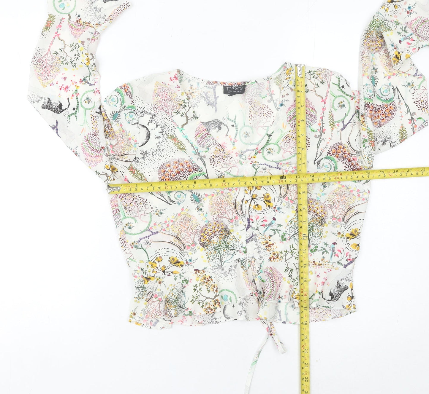 Topshop Women Petite Multicoloured Wrap Blouse UK 10