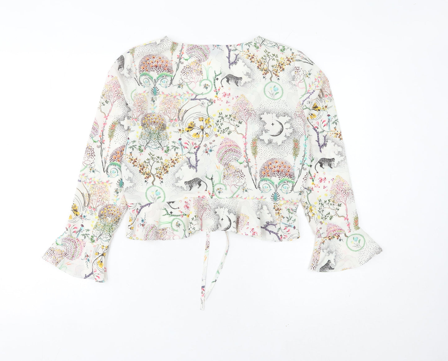 Topshop Women Petite Multicoloured Wrap Blouse UK 10