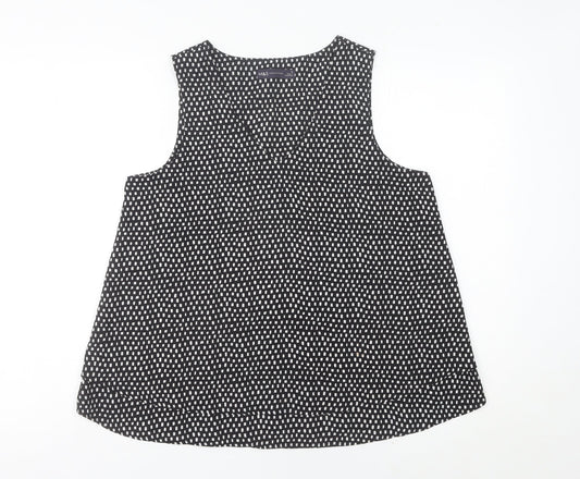 Marks and Spencer Women Black Geometric Tank Top Size 20 Polyester V-Neck