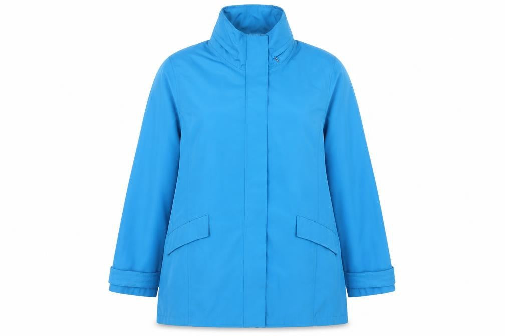 TIGI Womens Blue Mid-Length Waterproof Rain Coat Size 14