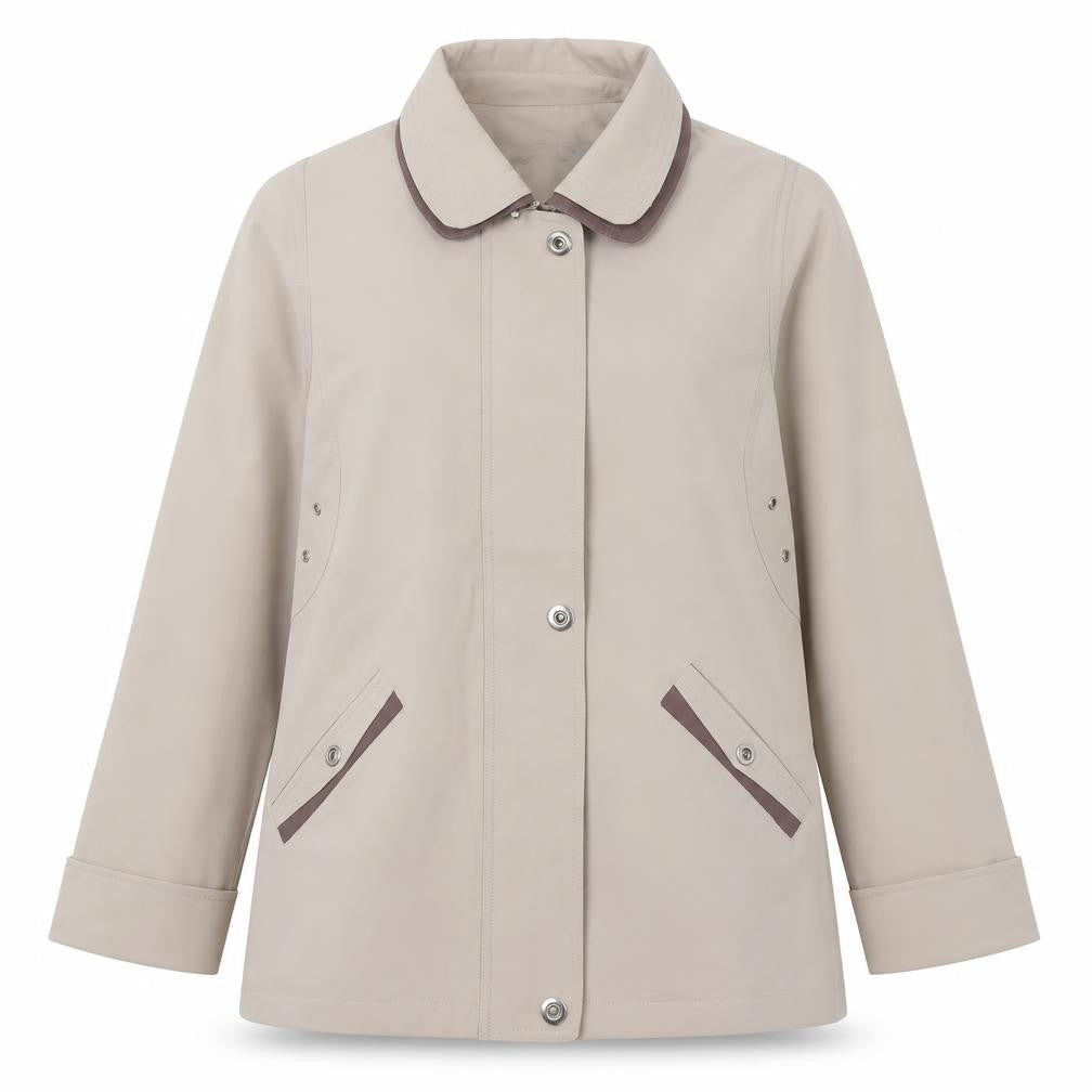 Finesse Womens Beige Rain Coat Size 14 Mid-Length Polyester Jacket