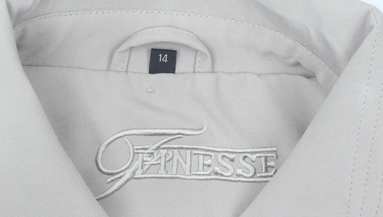 Finesse Womens Beige Rain Coat Size 14 Mid-Length Polyester Jacket