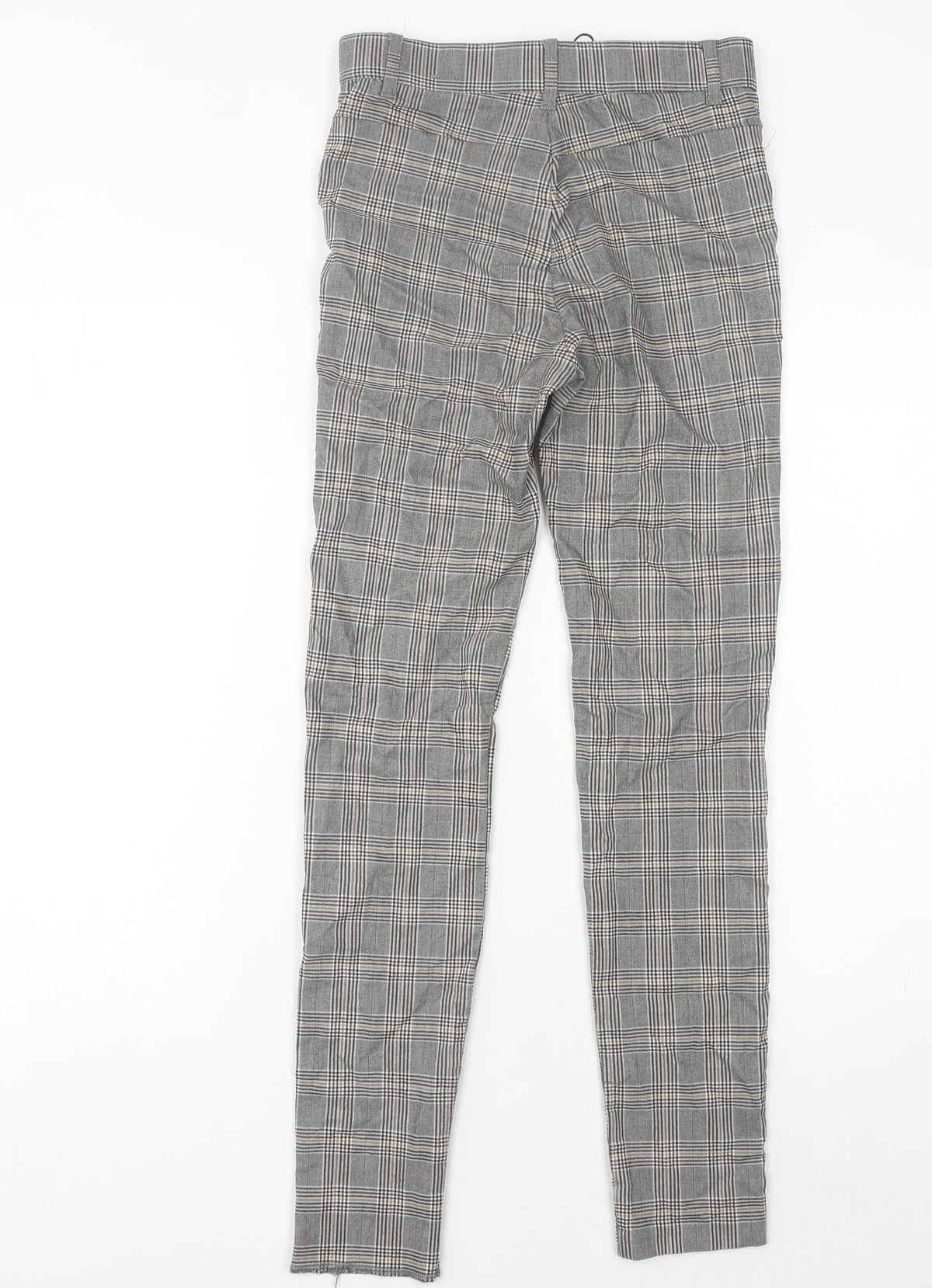 Zara Women Grey Plaid Slim Fit Chino Trousers Size S