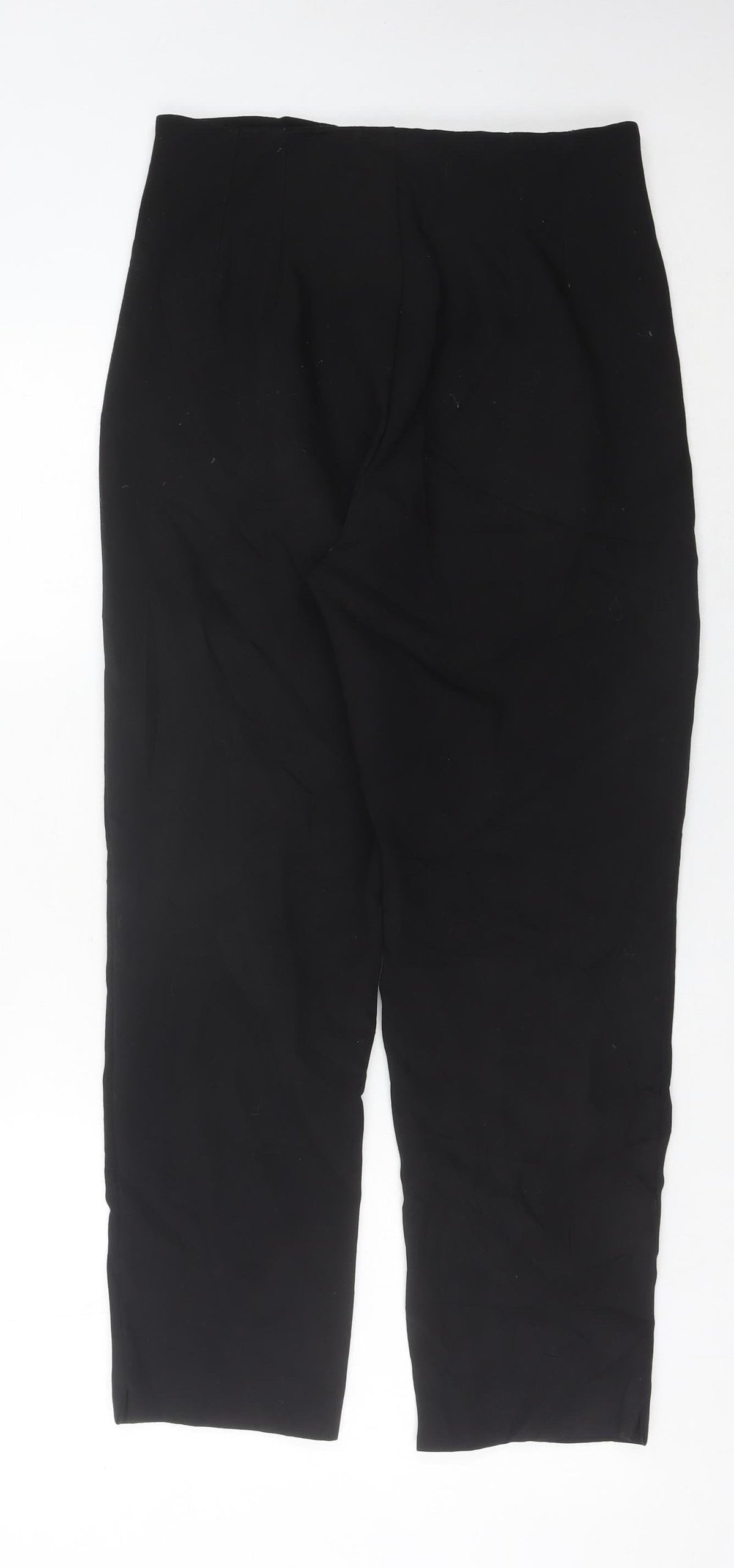 Stradivarius Women’s Black Size 10 Pleated High Rise Straight Trousers