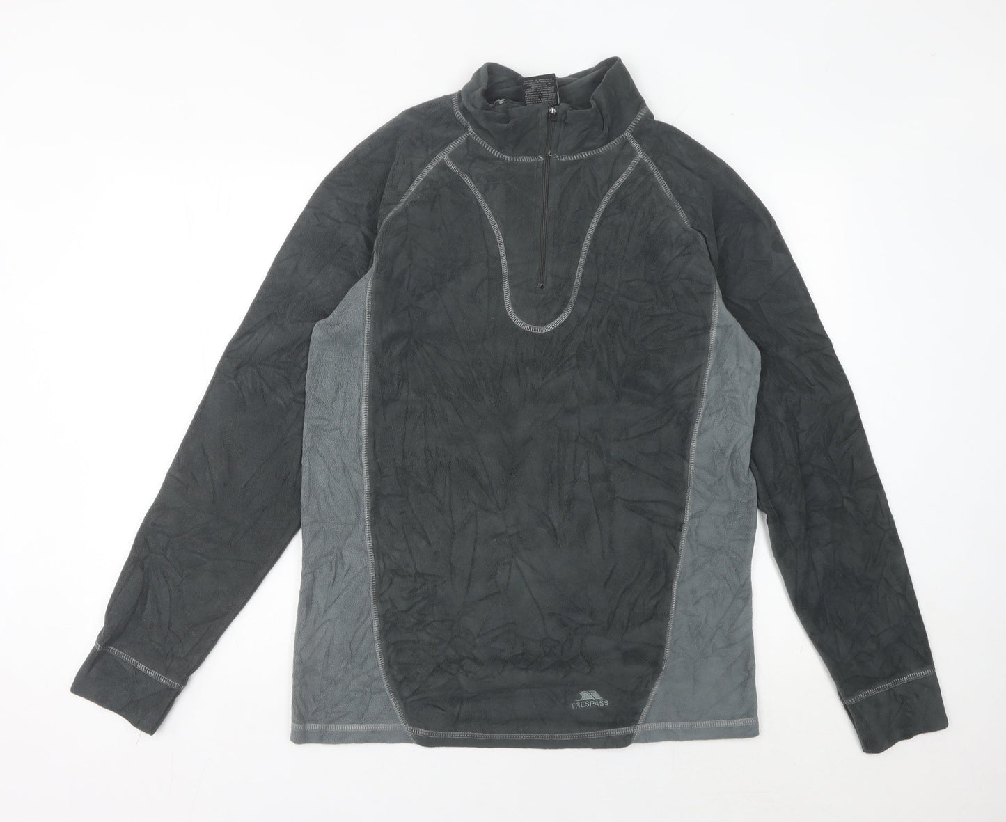 Trespass Mens Grey Fleece Pullover Sweatshirt L 1/4 Zip Outdoor
