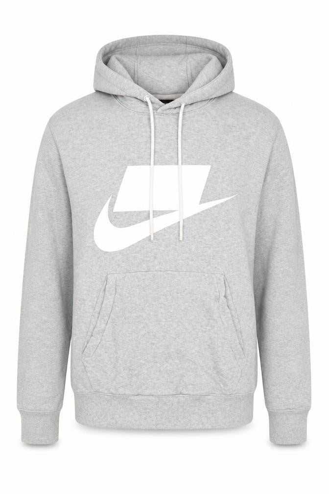 Nike Men’s Grey Pullover Hoodie S Logo Sportswear Cotton