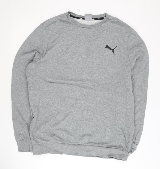 Puma Mens Grey Sweatshirt L Regular Fit Crew Neck Pullover Sportswear
