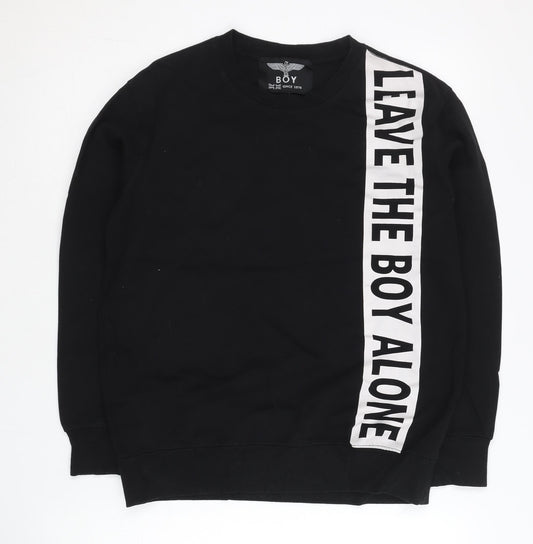 BOY Men’s Black Small Crew Neck Pullover Graphic Sweatshirt
