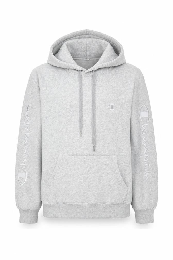 Champion Mens Grey Pullover Hoodie Medium Logo Embroidered Sweatshirt