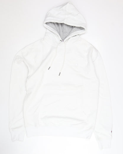 Champion Men’s White Pullover Hoodie M Regular Fit Long Sleeve