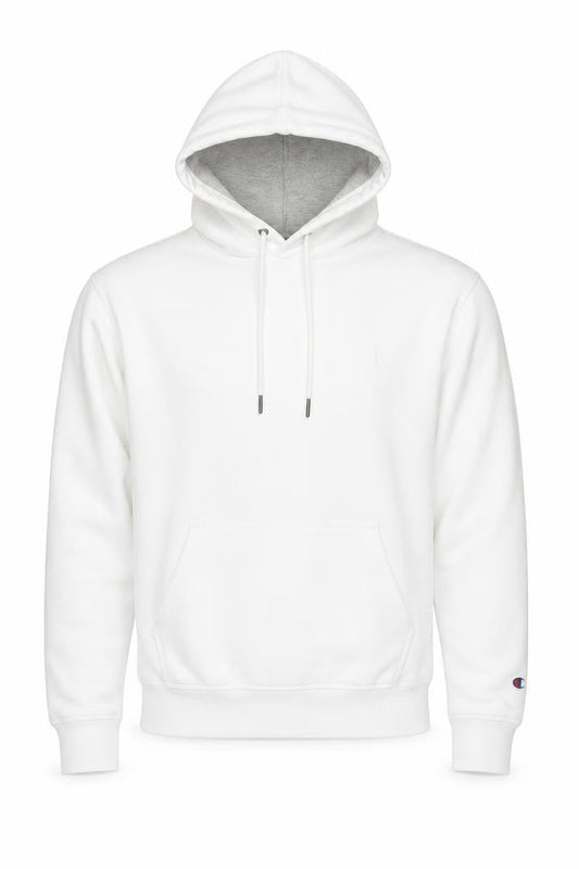 Champion Men’s White Pullover Hoodie M Regular Fit Long Sleeve