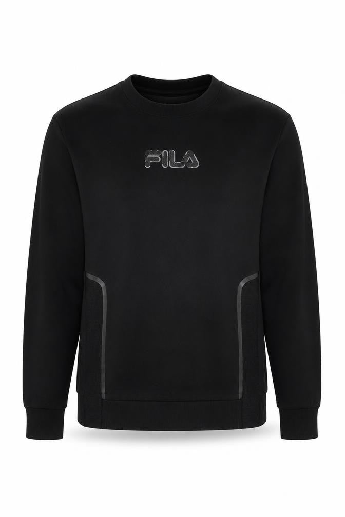 Fila Men’s Black Crew Neck Pullover Sweatshirt M Logo Sportswear