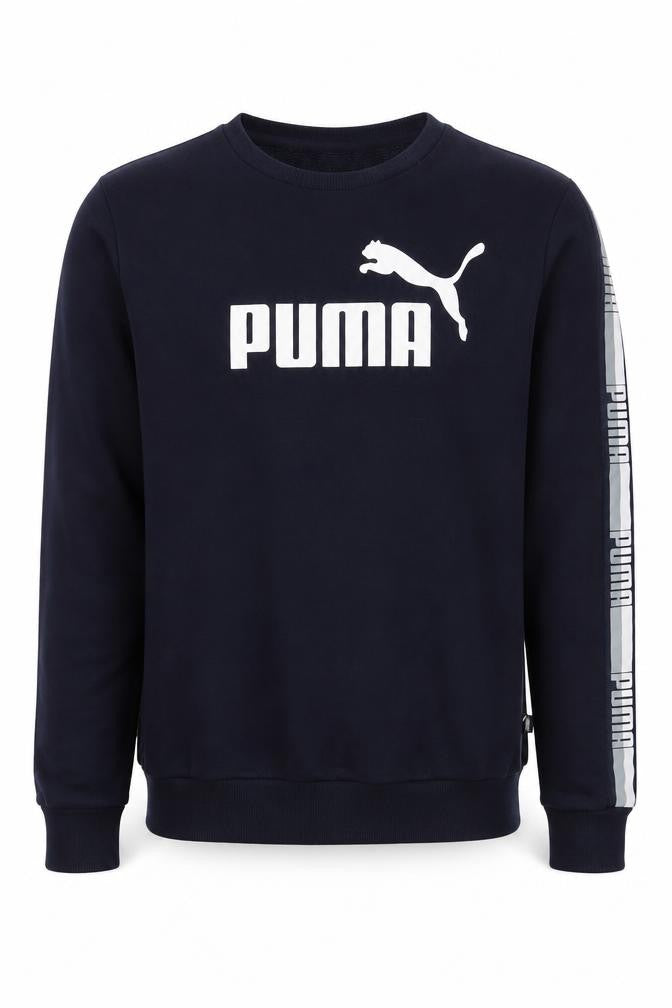 Puma Men’s Navy Blue Sweatshirt S Crew Neck Short Sleeve Pullover Logo